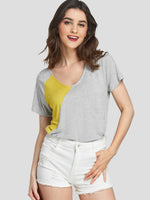 Wholesale V-Neck Short Sleeve Light Grey T-Shirts