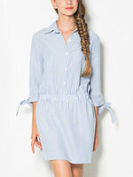 Wholesale Bowknot Sleeve Stripe Shirt Dresses