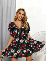 OEM Ladies Black Floral Dresses