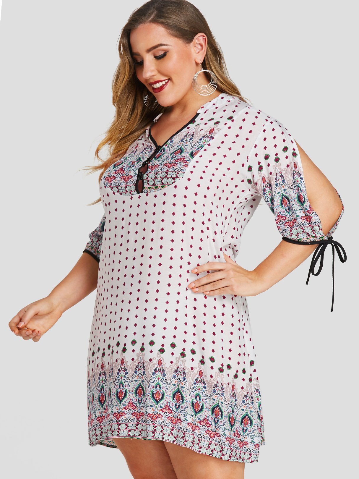 Custom Ladies V-Neck Plus Size Dress