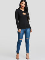 NEW FEELING Womens Black T-Shirts