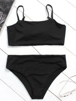Wholesale Yellow Sleeveless High-Waist 2 Piece Bikinis