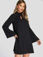 Wholesale Black Long Sleeve Plain Casual Dresses