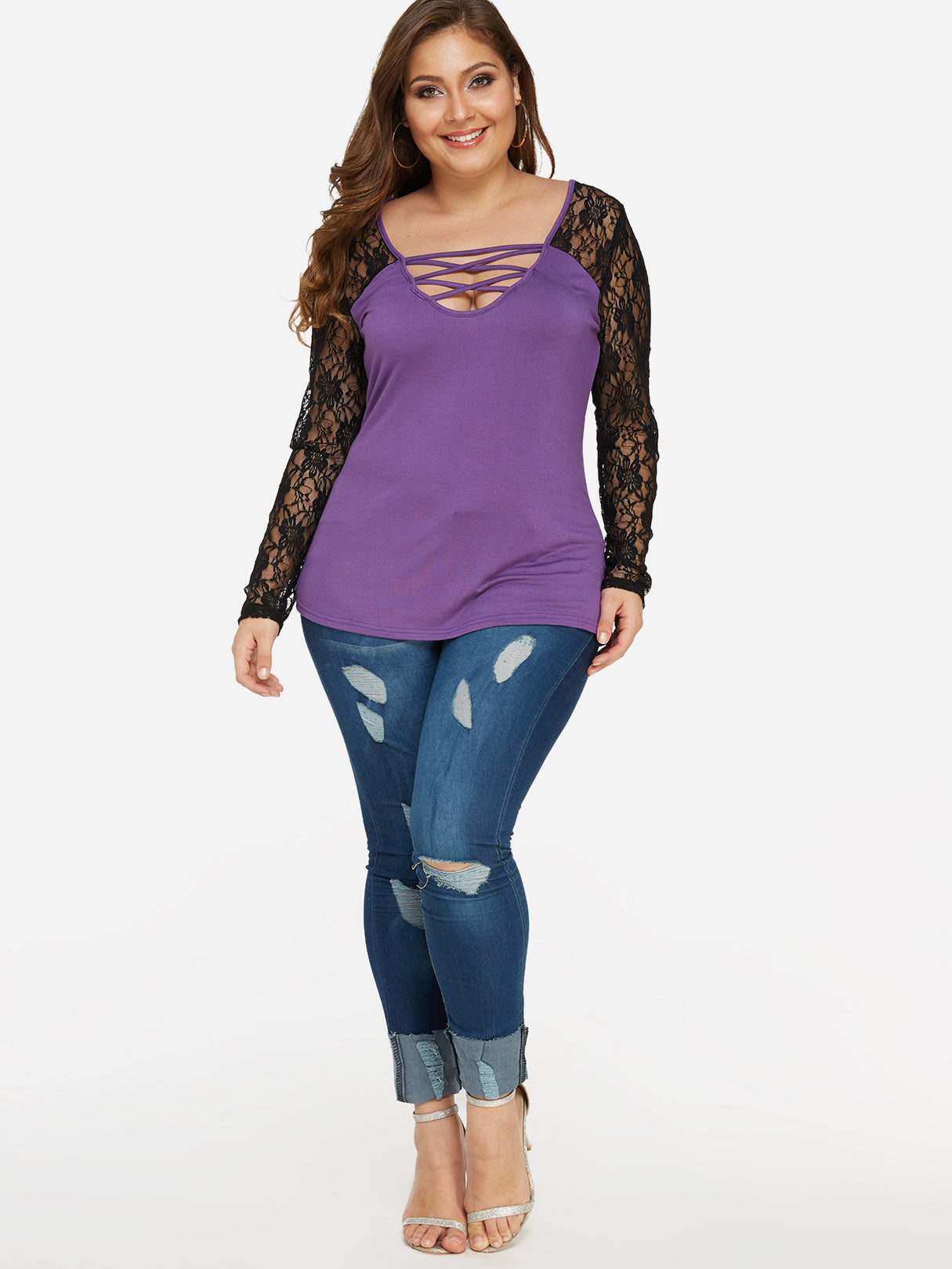 OEM ODM Womens 3/4 Sleeve Plus Size Tops