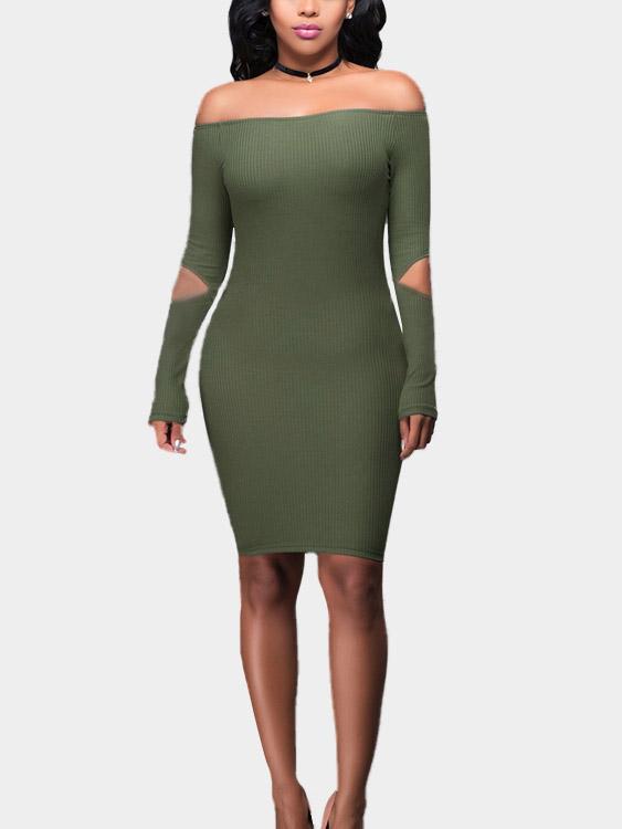NEW FEELING Womens Army Green Mini Dresses
