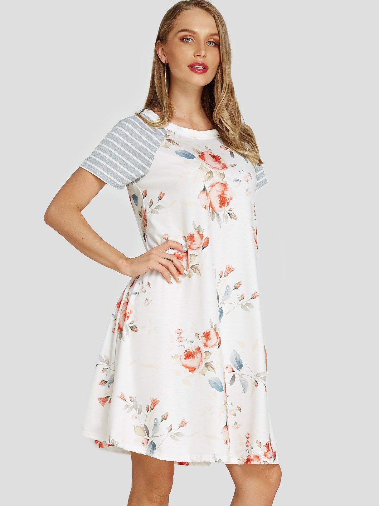 OEM Ladies White Floral Dresses