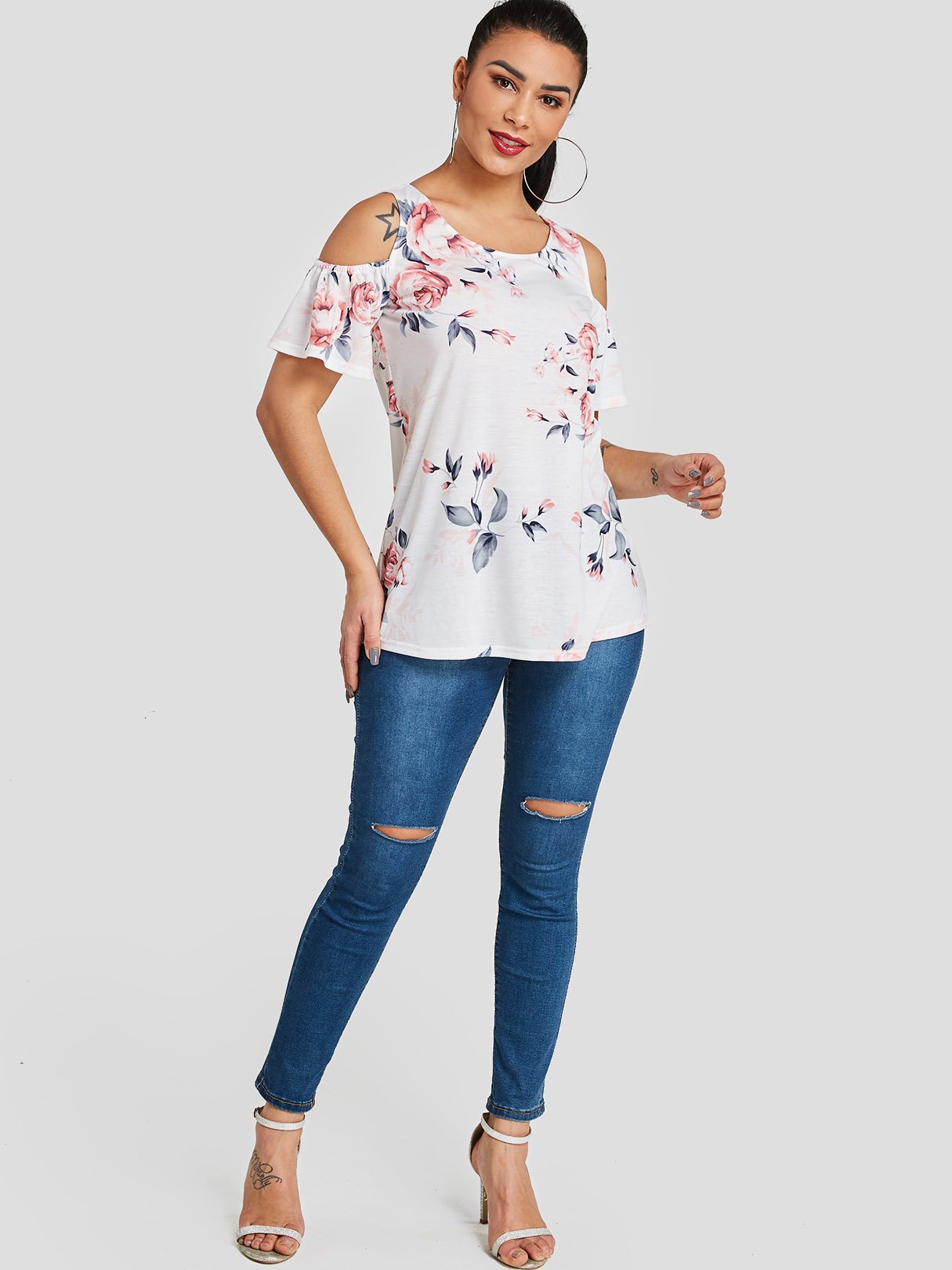 NEW FEELING Womens White T-Shirts