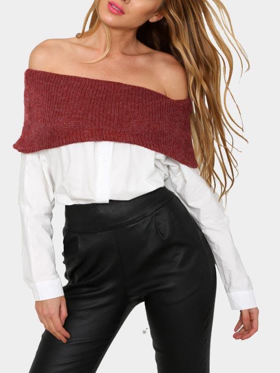 Wholesale Strapless Off The Shoulder Long Sleeve T-Shirts