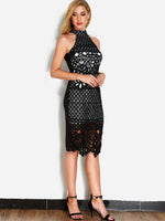 OEM Ladies Black Midi Dresses