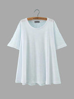 Wholesale Round Neck Half Sleeve Slit Hem White T-Shirts
