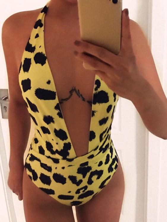 NEW FEELING Womens Yellow One-Pieces