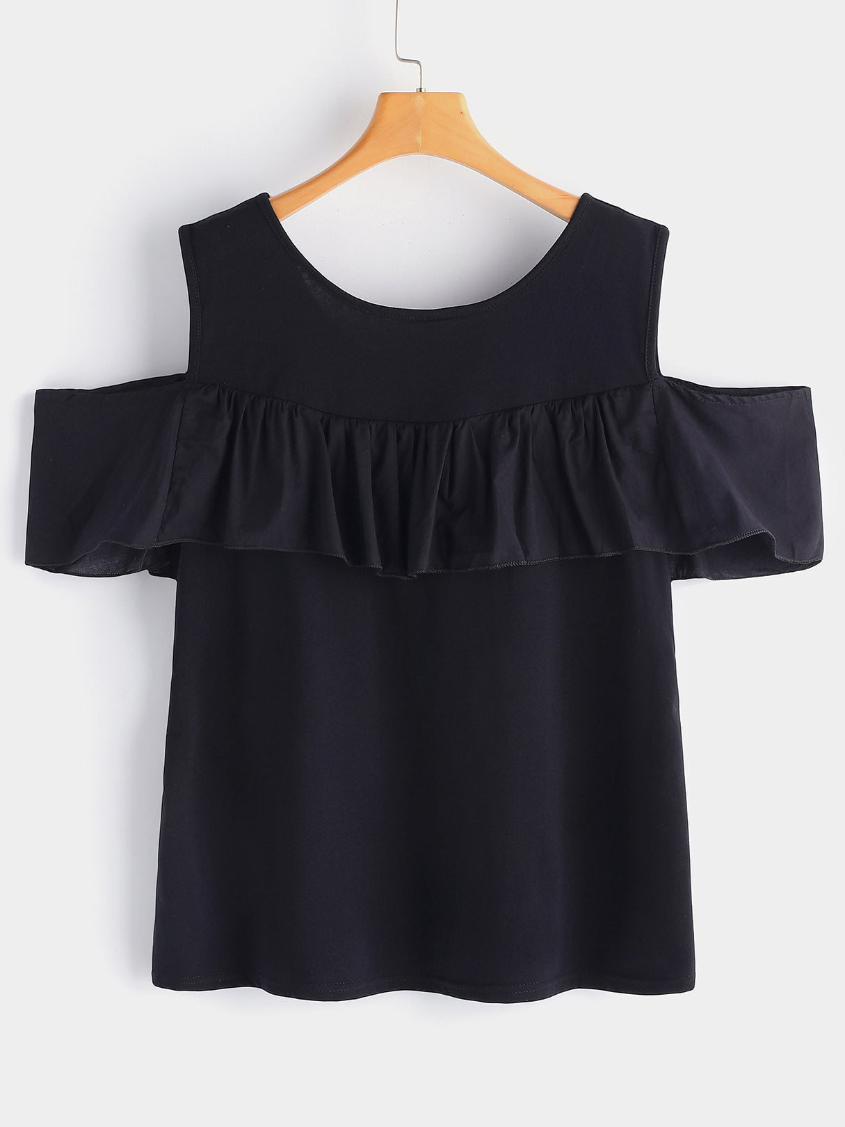NEW FEELING Womens Black Plus Size Tops