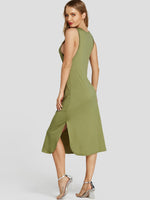 NEW FEELING Womens Army Green Midi Dresses