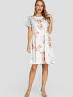 NEW FEELING Womens White Floral Dresses