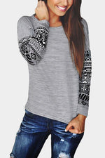 Wholesale Round Neck Printed Long Sleeve Grey T-Shirts