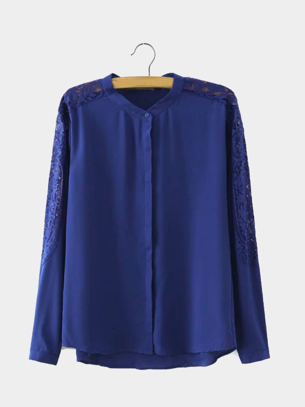 Wholesale Lace Long Sleeve Navy Blouses