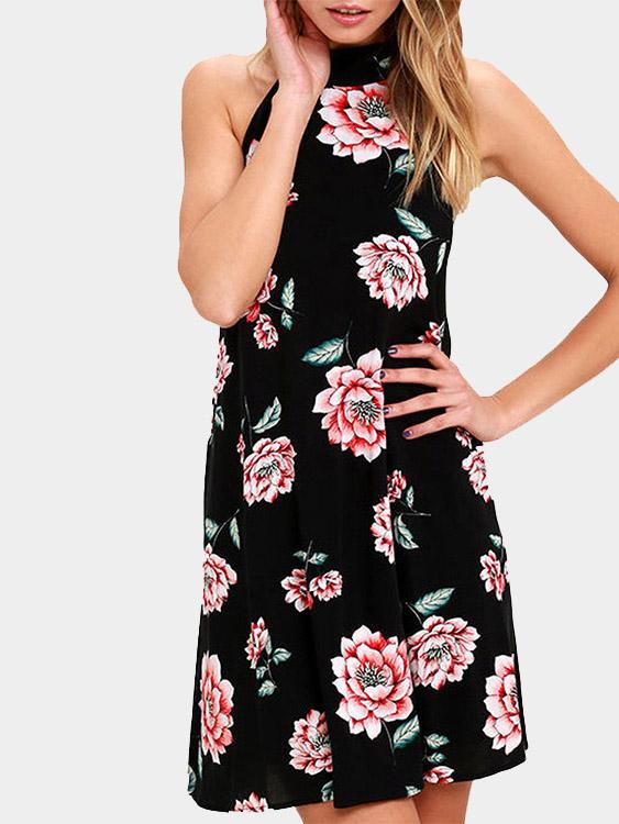NEW FEELING Womens Black Floral Dresses