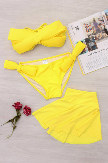 Wholesale Tube Top Bow Tie Sleeveless Backless Bikini Set