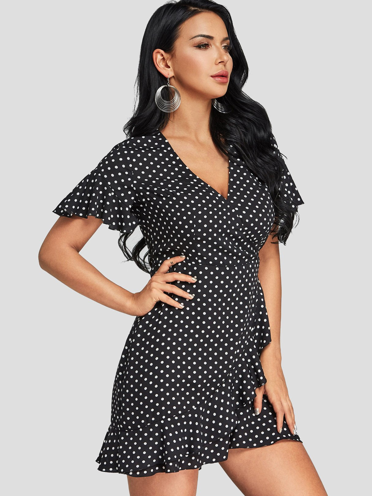 OEM Ladies Black V-Neck Dresses