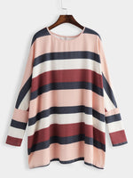 Wholesale Fashion Striped Round Neck Long Sleeve  T-Shirt