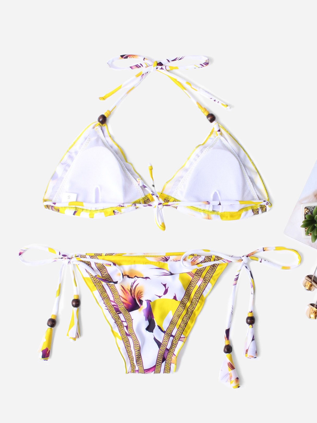 NEW FEELING Womens Yellow Bikinis