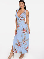OEM Ladies Blue Maxi Dresses