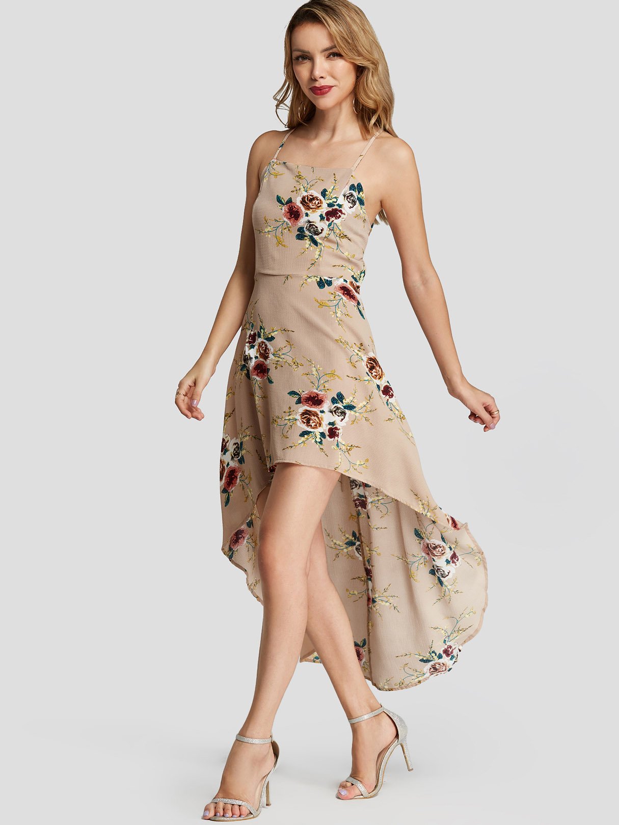 NEW FEELING Womens Khaki Floral Dresses