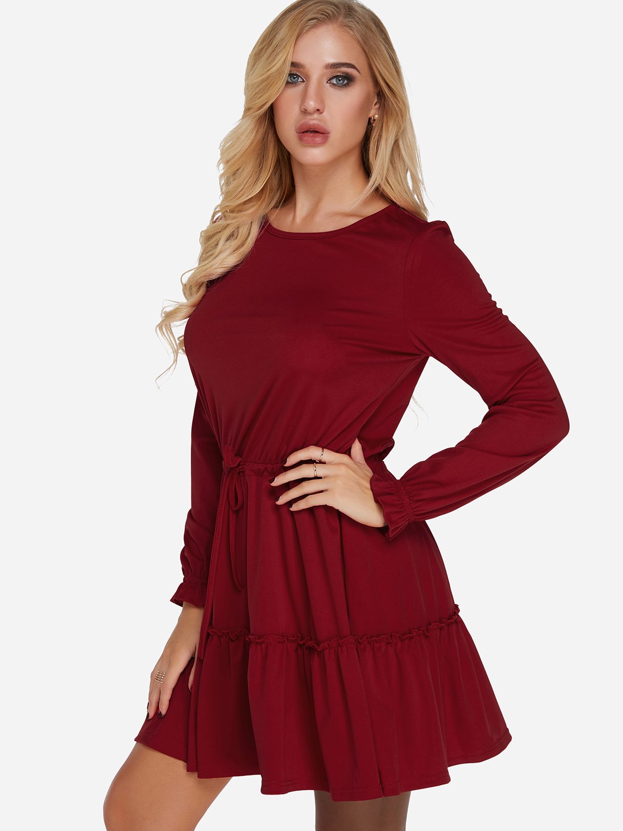OEM Ladies Burgundy Casual Dresses