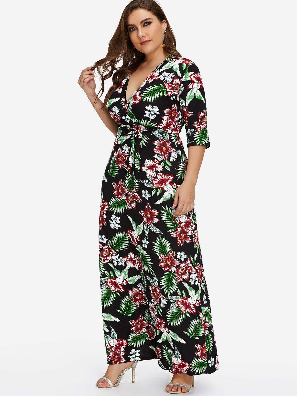 Custom Ladies V-Neck Plus Size Dress
