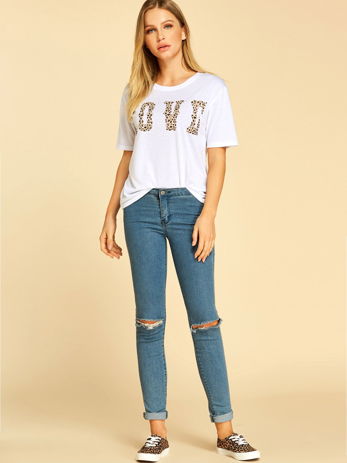 NEW FEELING Womens White T-Shirts