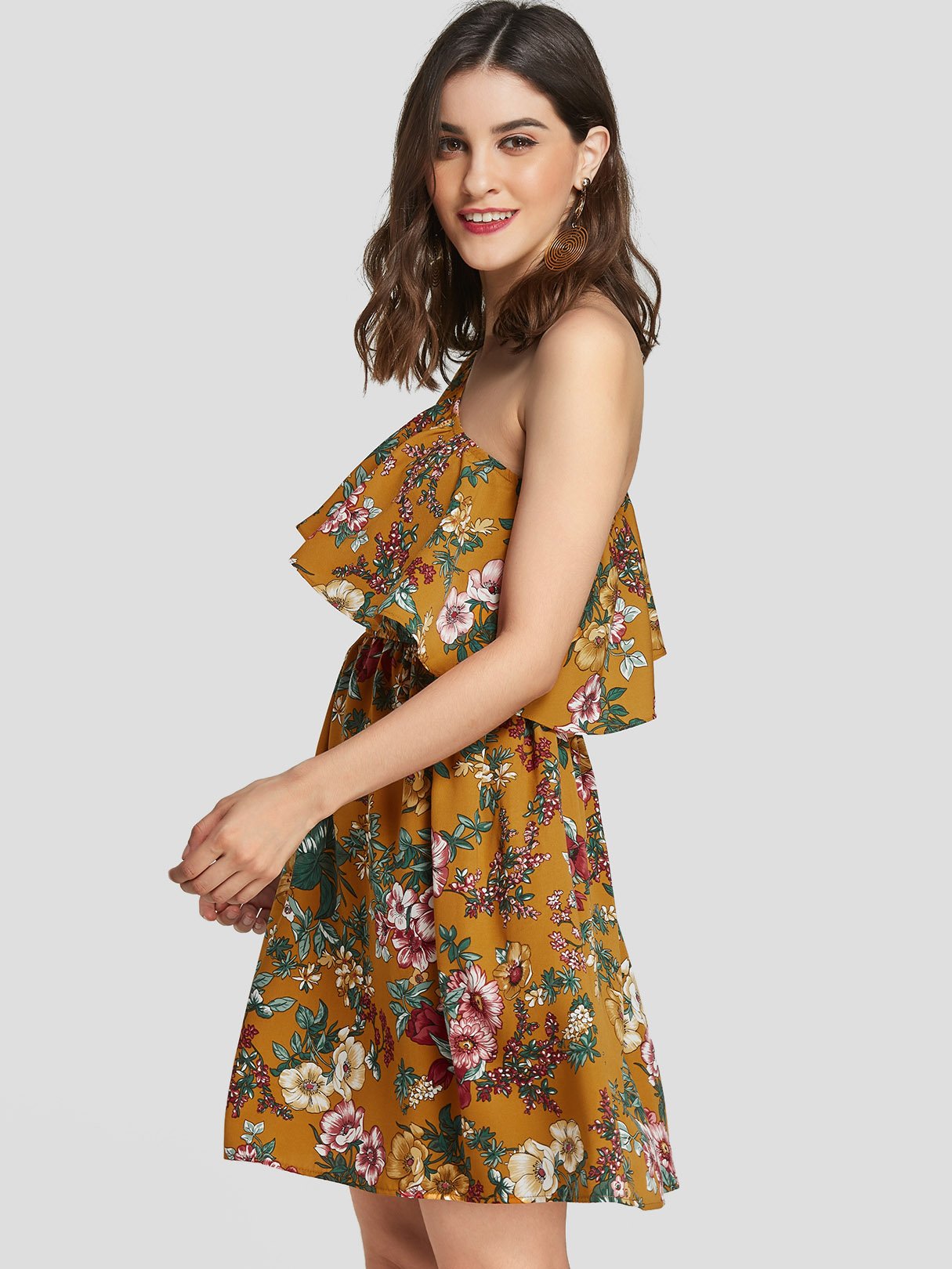 OEM Ladies Yellow Floral Dresses
