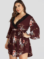 Custom Womens Floral Print Plus Size Dress