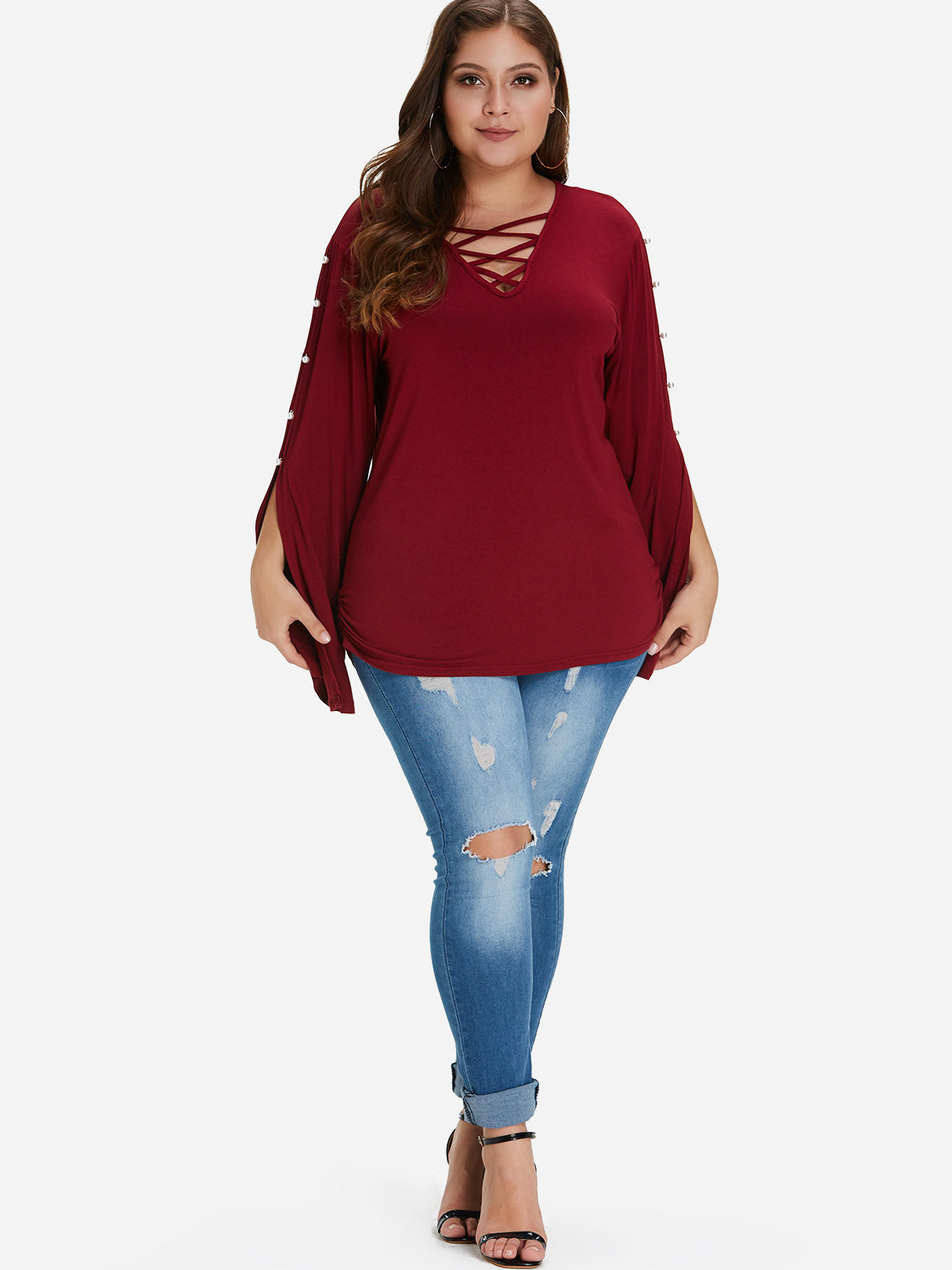 OEM ODM Ladies Plus Size Black Tops