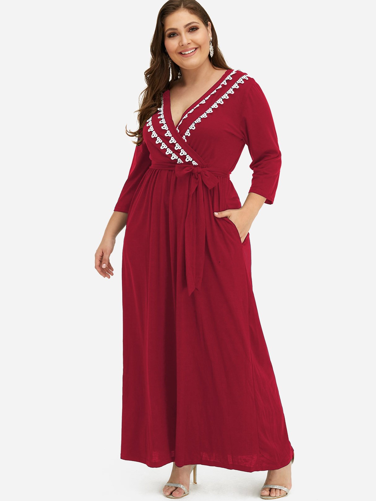 Custom Ladies V-Neck Plus Size Dress