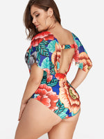 NEW FEELING Womens Floral Plus Size Swimwear