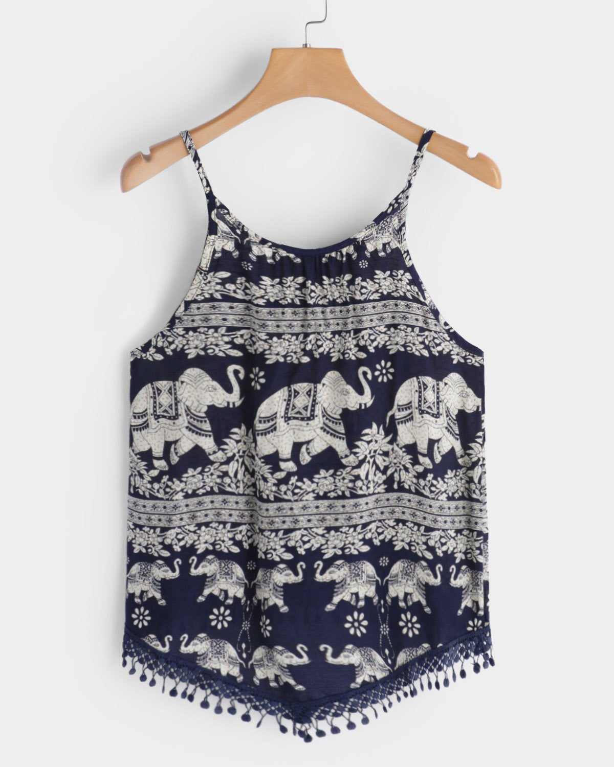 Wholesale Scoop Neck Printed Sleeveless Navy Camis