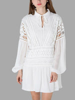 Wholesale White Long Sleeve Plain Lace Mini Dress