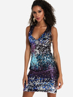 OEM Ladies Purple V-Neck Dresses