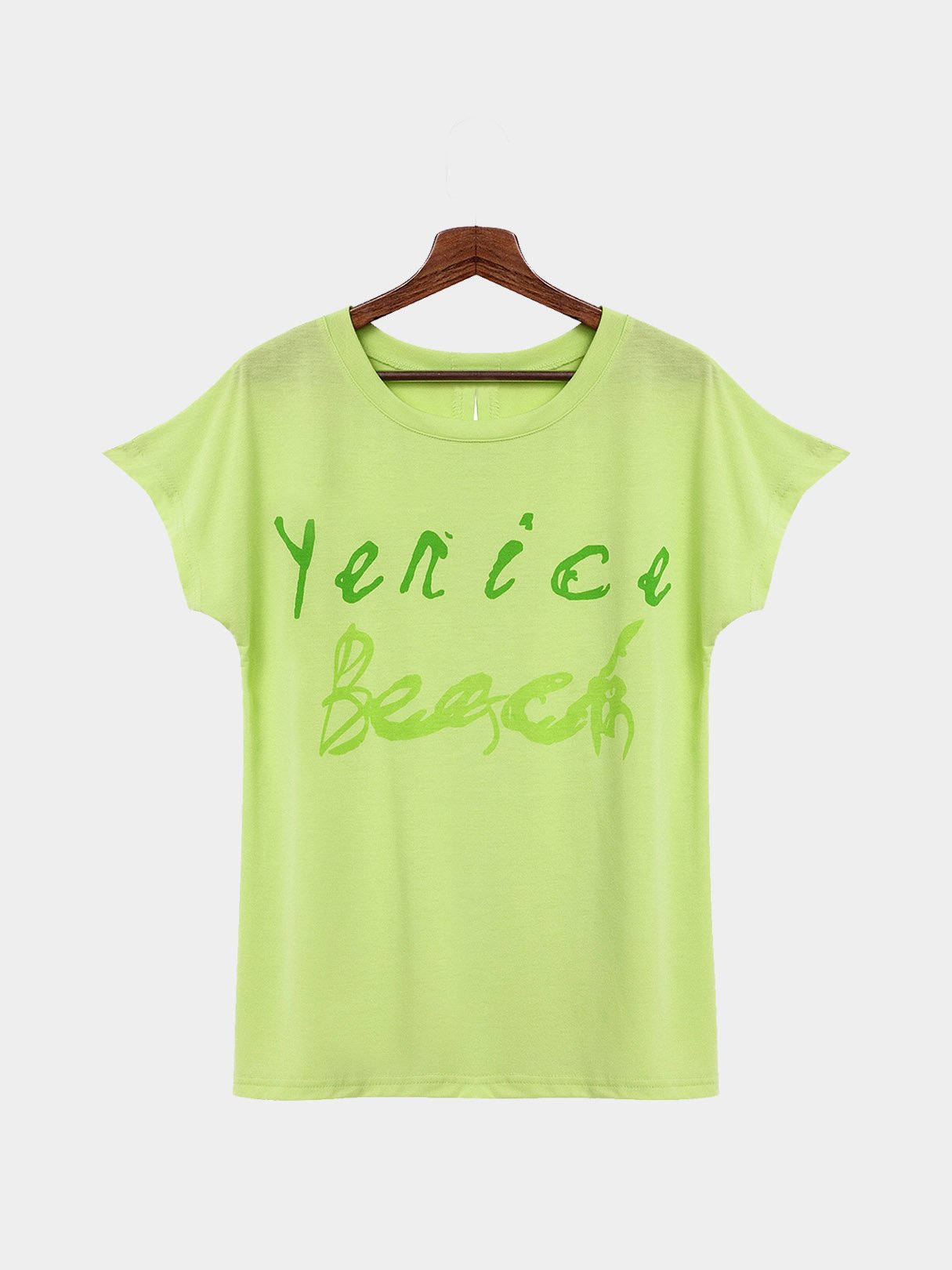 Wholesale Round Neck Letter Green T-Shirts