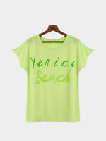 Wholesale Round Neck Letter Green T-Shirts