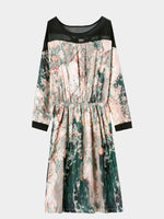 Wholesale Crew Neck Long Sleeve Floral Print Cut Out Casual Dress