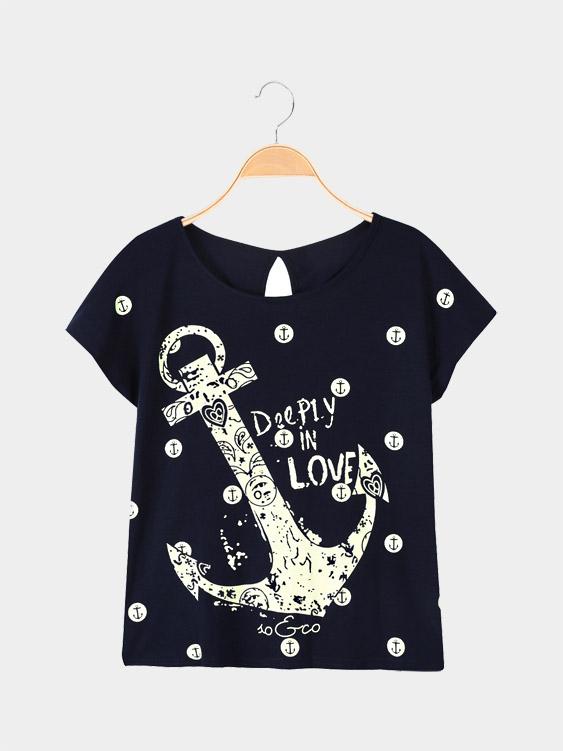Wholesale Letter Print Round Neck T-Shirt