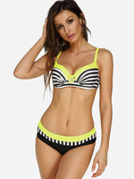 Wholesale V-Neck Sleeveless Stripe Two Piece Bikinis