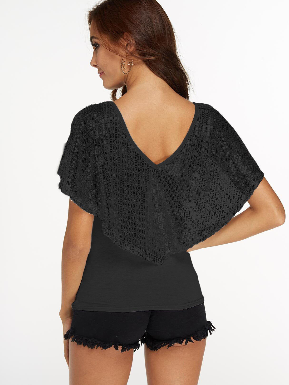 NEW FEELING Womens Black T-Shirts