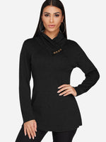 Wholesale Drape Sagging Plain Long Sleeve Black T-Shirts