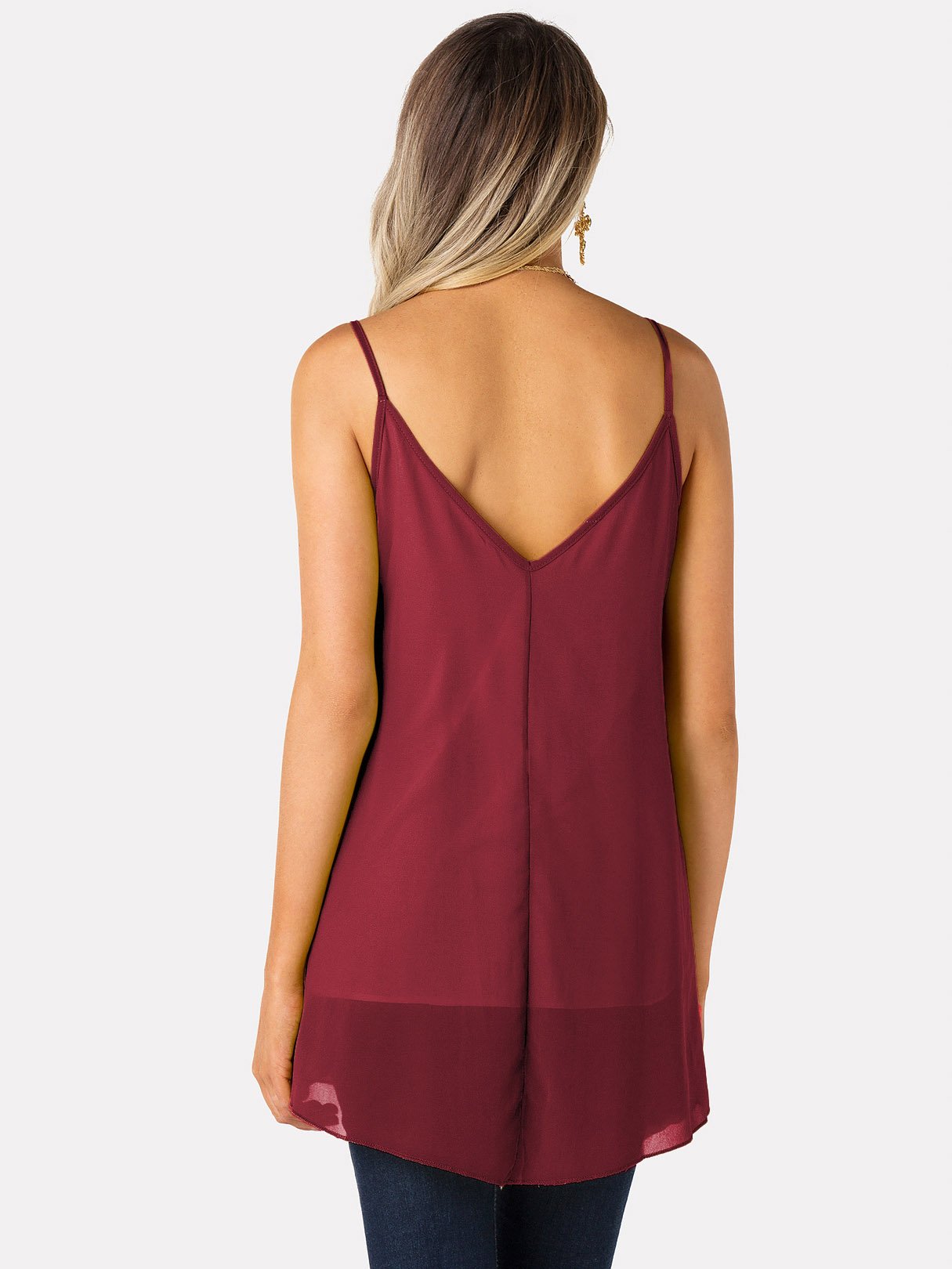 NEW FEELING Womens Burgundy Camis