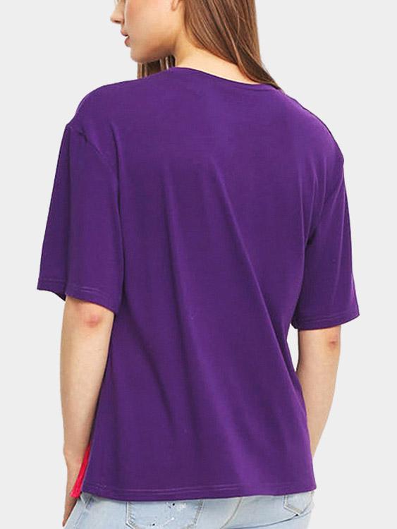 NEW FEELING Womens Purple T-Shirts