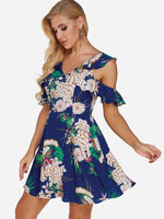 OEM Ladies Navy Floral Dresses