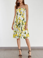 Wholesale Strapless Floral Print Backless Dresses