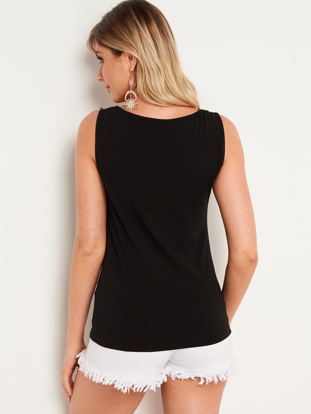 NEW FEELING Womens Black Camis